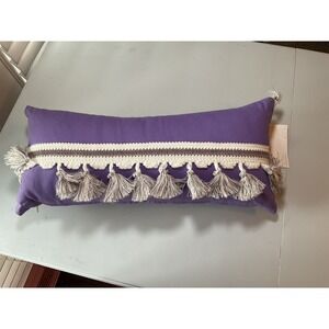 LeighDeux Holster Pillow Tassel Lumbar Accent‎ Throw Pillow Purple New